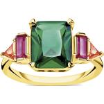 Grüne Art Deco Thomas Sabo Dreieckige Goldringe aus vergoldet für Damen Größe 62 