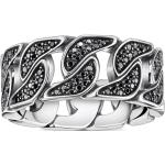 Silberne Elegante Thomas Sabo Ringe mit schwarzem Stein mit Zirkonia handgemacht für Damen Größe 48 