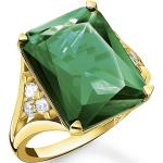 Smaragdgrüne Elegante Thomas Sabo Goldringe aus vergoldet für Damen Größe 58 