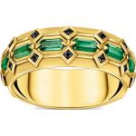 Smaragdgrüne Elegante Thomas Sabo Quadratische Edelsteinringe matt mit Smaragd für Damen Größe 62 
