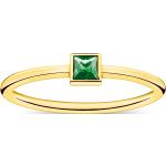 Smaragdgrüne Thomas Sabo Quadratische Goldringe aus vergoldet für Damen Größe 58 