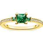 Smaragdgrüne Thomas Sabo Quadratische Goldringe aus vergoldet mit Smaragd für Damen Größe 56 
