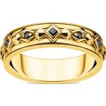 Schwarze Thomas Sabo Ringe mit schwarzem Stein aus vergoldet für Damen Größe 56 