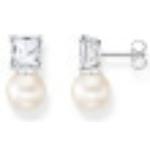 Silberne Elegante Thomas Sabo Quadratische Perlenohrstecker poliert aus Silber mit Zirkonia für Damen 