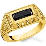 Schwarze Thomas Sabo Goldringe aus vergoldet mit Onyx handgemacht für Herren Größe 60 