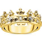 Silberne Vergoldete Ringe mit Ornament-Motiv vergoldet mit Zirkonia für Damen 