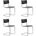 Reduzierte Schwarze Thonet Freischwinger Stühle gebeizt aus Buche Breite 0-50cm, Höhe 0-50cm, Tiefe 0-50cm 4-teilig 