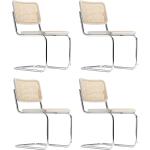 Weiße Nachhaltige Stühle im Bauhausstil aus Buche Tiefe 50-100cm 4-teilig 