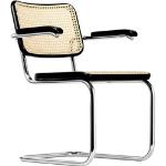 Schwarze Wiener Geflecht Thonet Freischwinger Stühle gebeizt mit Armlehne Breite 50-100cm, Tiefe 50-100cm 