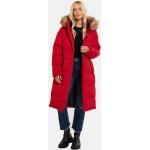 Reduzierte Rote Unifarbene Threadbare Maxi Kapuzenmäntel mit Reißverschluss aus Kunstfaser mit Kapuze für Damen Größe XS für den für den Herbst 