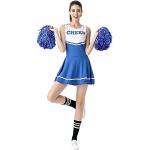 Blaue Mini Cheerleader-Kostüme aus Polyester für Kinder Einheitsgröße 