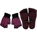 ThreeH Yoga Socken und Handschuhe Set Rutschfest für Frauen Yoga Dance und Pilates mit Zehen Size4.5-7
