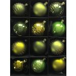 Olivgrüne Christbaumkugeln & Weihnachtsbaumkugeln aus Glas mundgeblasen 12-teilig 