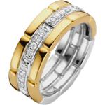 Bunte Ti Sento Rechteckige Bicolor Ringe vergoldet mit Zirkonia für Damen Größe 54 