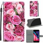 Rosa Blumenmuster iPhone 7 Hüllen 2020 Art: Flip Cases mit Muster aus Leder klappbar 