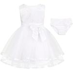 Weiße Elegante Kurzärmelige Kinderfestkleider aus Mesh für Babys Größe 92 