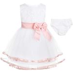 Pinke Elegante Kurzärmelige Kinderfestkleider aus Mesh für Babys Größe 92 