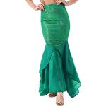 Grüne Maxi Meerjungfrau-Kostüme mit Pailletten aus Mesh für Damen Größe M 