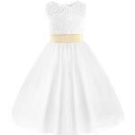 Weiße Motiv Elegante Ärmellose Midi Rundhals-Ausschnitt Kinderfestkleider mit Reißverschluss aus Mesh für Mädchen Größe 104 für den für den Sommer 