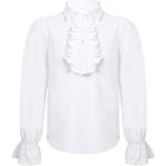 Weiße Langärmelige Kentkragen Outdoor Hemden für Kinder mit Volants Handwäsche für Jungen Größe 152 