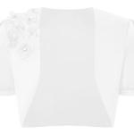 Weiße Unifarbene Elegante Kurzärmelige Mini Kinderkurzjacken aus Satin für Mädchen Größe 122 