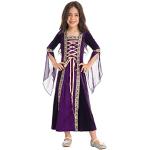 Violette Maxi Mittelalterkleider aus Samt für Kinder Größe 146 