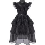 Schwarze Gothic Langärmelige Kinderkleider A-Linie für Mädchen Größe 146 für den für den Herbst 