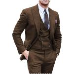 Braune Business Hochzeitsanzüge aus Tweed für Herren Übergrößen 3-teilig für den für den Herbst 