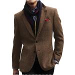 Braune Business Tweed-Sakkos aus Tweed für Herren Übergrößen für den für den Herbst 