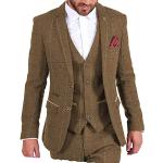 Braune Vintage Hochzeitsanzüge aus Tweed für Herren Größe S 3-teilig für den für den Herbst 