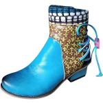 Blaue Vintage Runde Ankle Boots & Klassische Stiefeletten mit Riemchen leicht für Damen Größe 39 für den für den Winter 