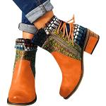 Orange Vintage Runde Ankle Boots & Klassische Stiefeletten mit Riemchen leicht für Damen Größe 40 für den für den Winter 