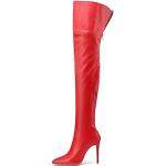 Rote Lack-Optik Pfennigabsatz Damenoverkneestiefel mit Reißverschluss Größe 42 für den für den Winter 