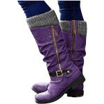 Violette Damenoverkneestiefel mit Reißverschluss Gefüttert Größe 41 für den für den Winter 