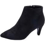 Schwarze Spitze High Heel Stiefeletten & High Heel Boots mit Reißverschluss aus Veloursleder für Damen Größe 39 für den für den Herbst 