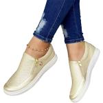 Goldene Sneaker mit Strass mit Strass ohne Verschluss in Normalweite leicht für Damen Größe 41 