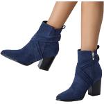 Blaue Elegante High Heel Stiefeletten & High Heel Boots mit Reißverschluss in Normalweite leicht für Damen Größe 38 für den für den Winter 