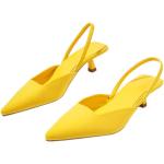 Gelbe Elegante Slingback Pumps mit Riemchen für Damen Größe 37 zum Abschlussball 
