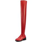 Rote Damenoverkneestiefel mit Schnürsenkel aus Veloursleder leicht Größe 39 für den für den Winter 