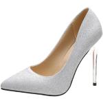 Silberne Business High Heels & Stiletto-Pumps in Normalweite aus Kunstleder leicht für Damen Größe 43 