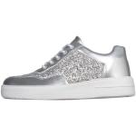 Silberne Elegante Pailletten-Sneaker mit Pailletten mit Schnürsenkel atmungsaktiv für Damen Größe 35 