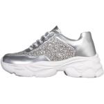 Silberne Elegante Pailletten-Sneaker mit Pailletten mit Schnürsenkel atmungsaktiv für Damen Größe 40 