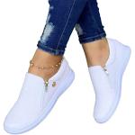 Weiße Animal-Print Low Sneaker mit Strass ohne Verschluss in Normalweite leicht für Damen Größe 40 