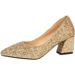 Goldene Plateauabsatz MTB Schuhe mit Pailletten aus Leder für Damen Größe 39 
