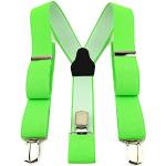 Neongrüne Unifarbene TigerTie Clip-Hosenträger aus Polyester für Herren Größe M 