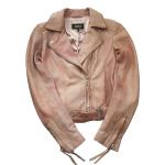 Rosa Unifarbene Tigha Übergangsjacken mit Reißverschluss aus Leder für Damen Größe S für den für den Herbst 