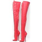 Rote Lack-Optik High Heels & Stiletto-Pumps mit Schnürsenkel aus Lackleder für Damen 
