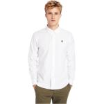 Weiße Unifarbene Timberland Button Down Kragen Slim Fit Hemden aus Baumwolle für Herren Größe S für den für den Frühling 