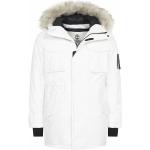 Weiße Wasserdichte Atmungsaktive Timberland Jacken mit Fellkapuze aus Nylon für Herren Größe S 