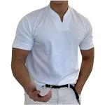 Weiße Gestreifte Business Langärmelige V-Ausschnitt Kaschmir-Pullover mit Reißverschluss aus Wolle für Herren Größe 4 XL für den für den Herbst 